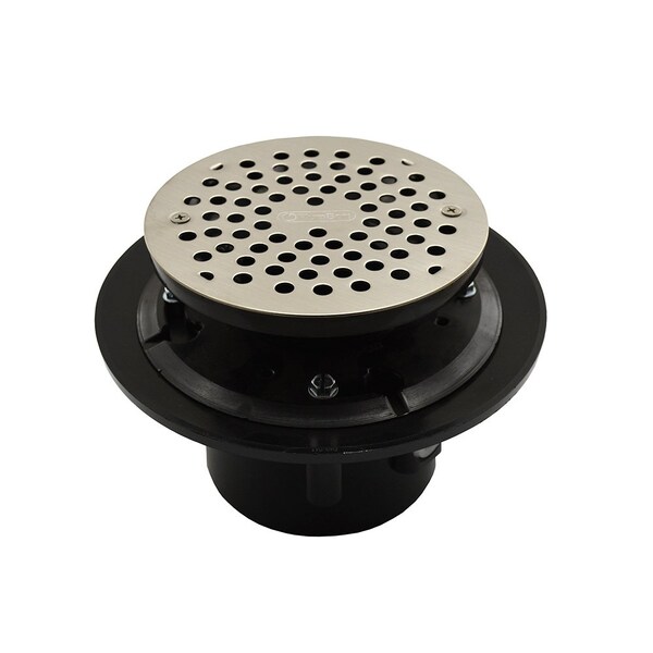 Jones Stephens 2in. x 3in. Heavy Duty ABS Drain Base with 3-1/2in. Plastic Spud and 5in. Stainless Steel Strainer D49024 - main
